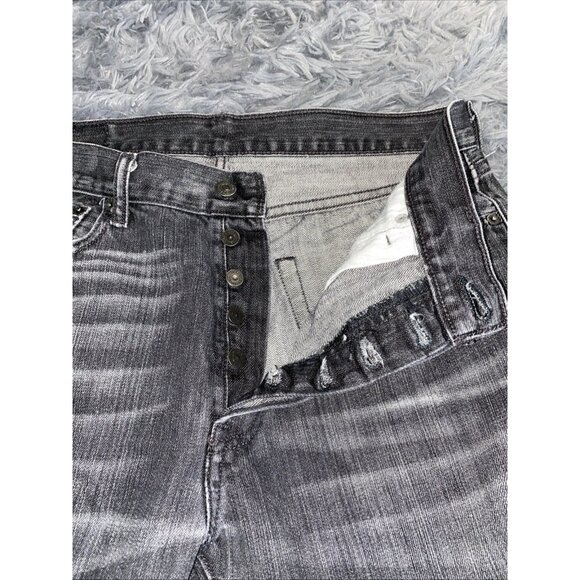 Levis Jeans Mens 33x32 Black 501 Button Fly Straight Denim Pants Western Classic - Picture 7 of 10